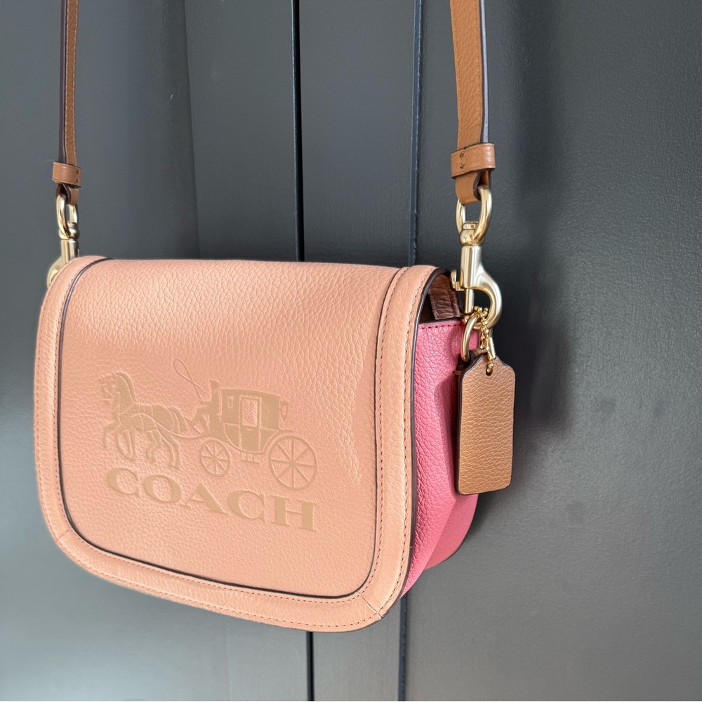 Coach Peach and Pink Leather Crossbody Bag